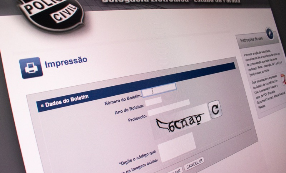 PCPR oferece serviços para acompanhar andamento de Boletim de Ocorrência