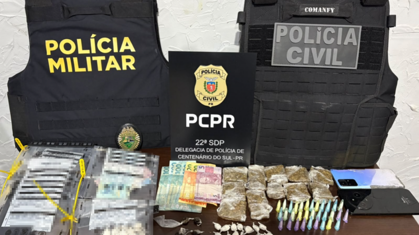PCPR e PMPR prendem quatro pessoas em operação contra o tráfico de drogas em Centenário do Sul e Cafeara